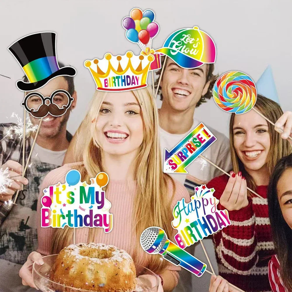 Accessoires Photobooth Anniversaire Arc-en-Ciel Chic