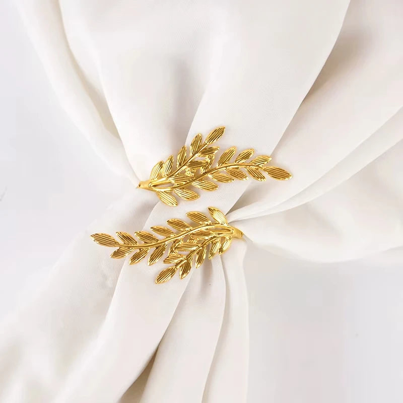 Anneau de Serviette Feuilles d’Or