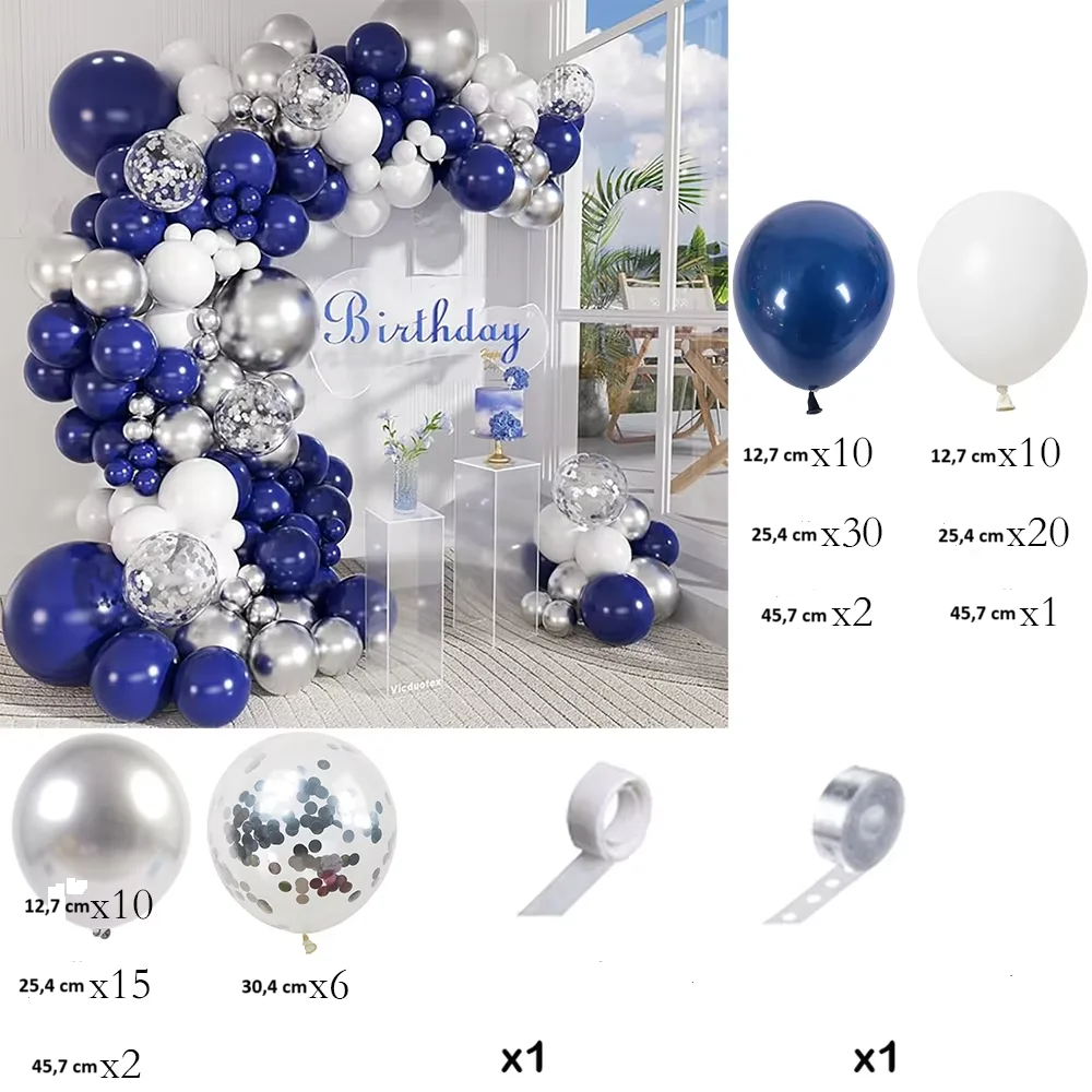 Arche de Ballons Bleu Nuit Argenté Unique