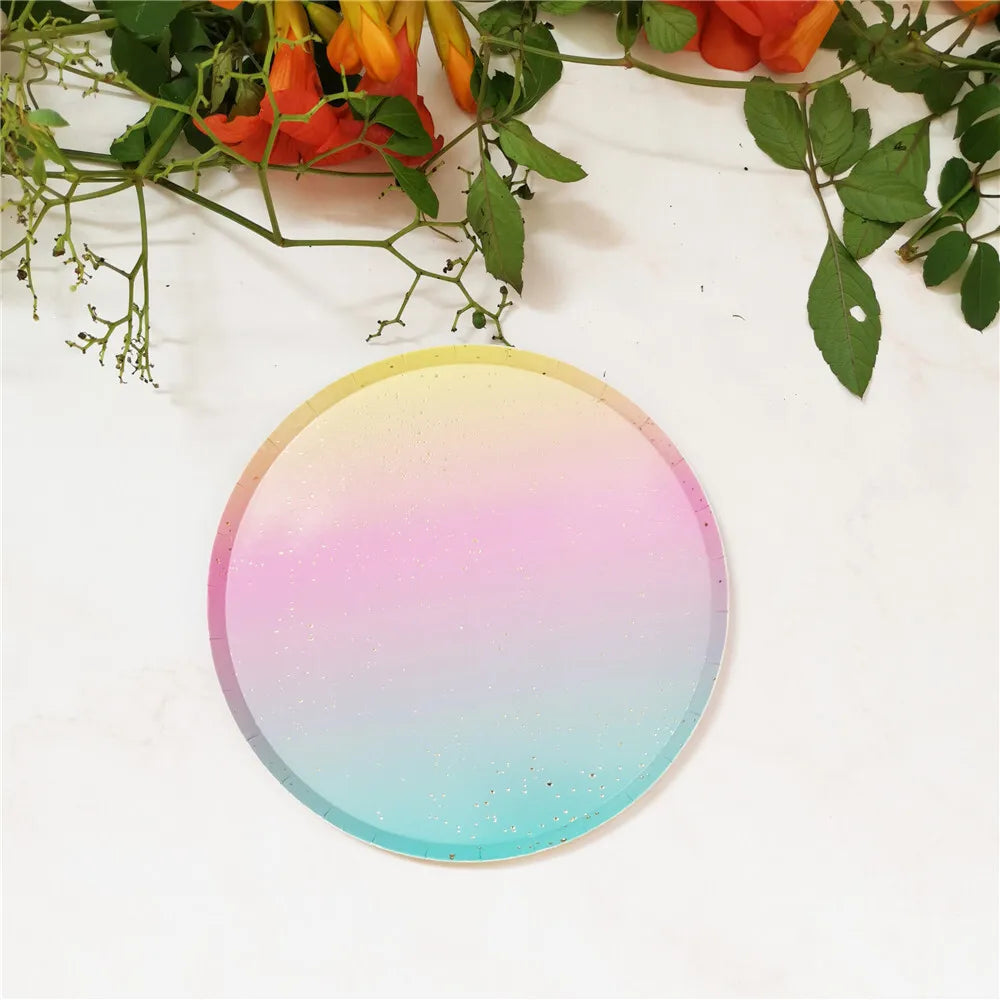 Assiette Anniversaire Ronde Arc-en-ciel
