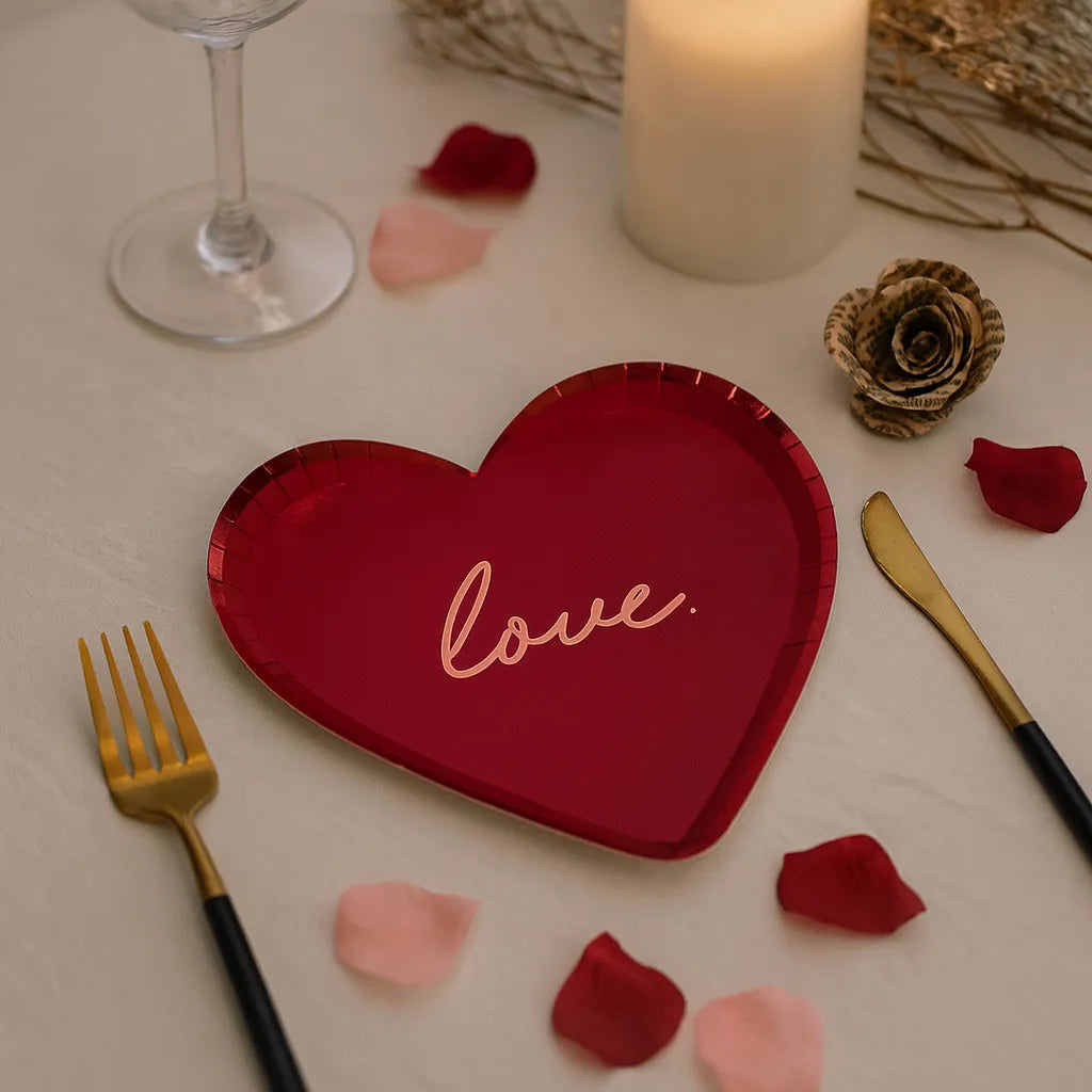 Assiette Cœurs à Dessert Rouge
