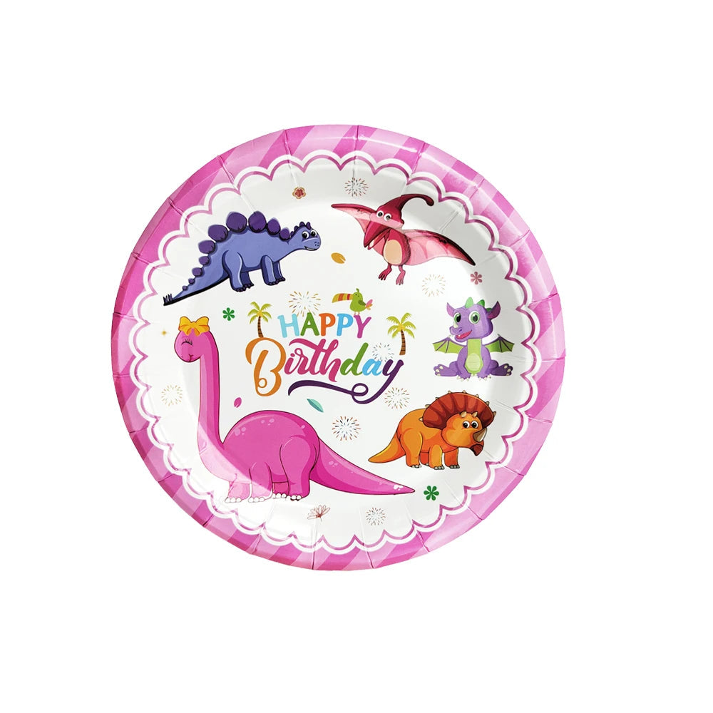 Assiette Dinosaure Rose Résistant