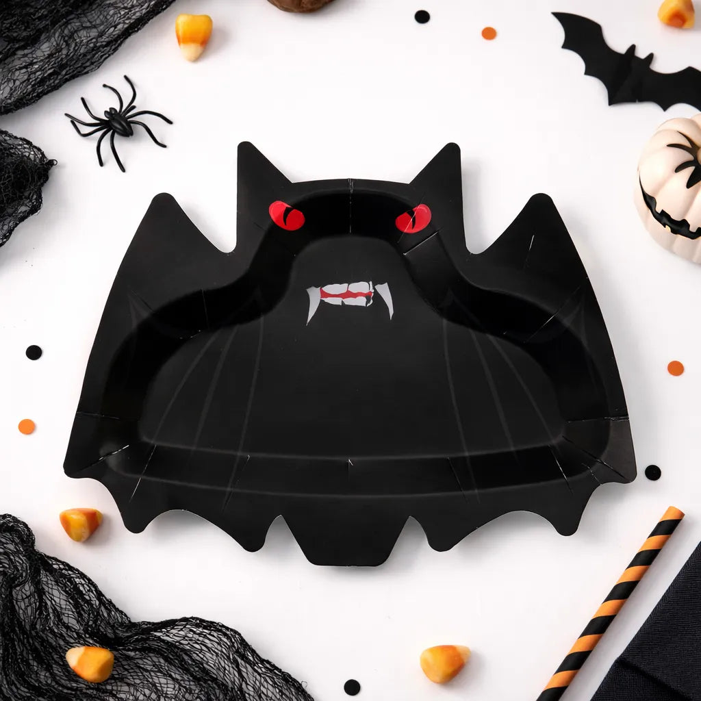 Assiette Halloween Chauve-Souris Noir
