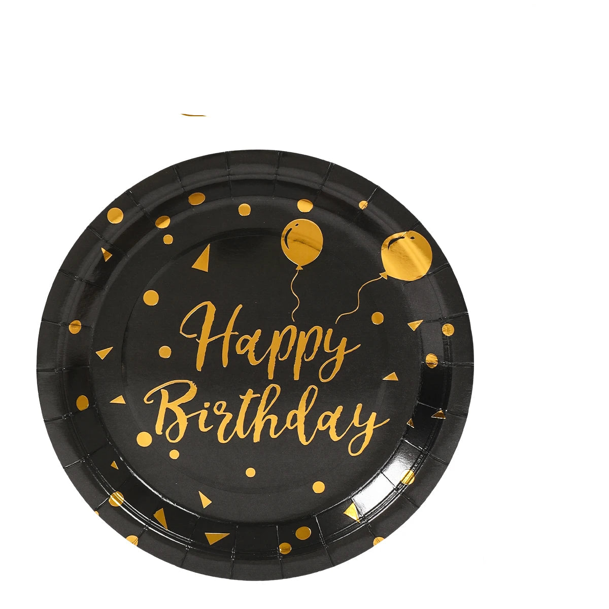 Assiette Happy Birthday Noire et Or Légère