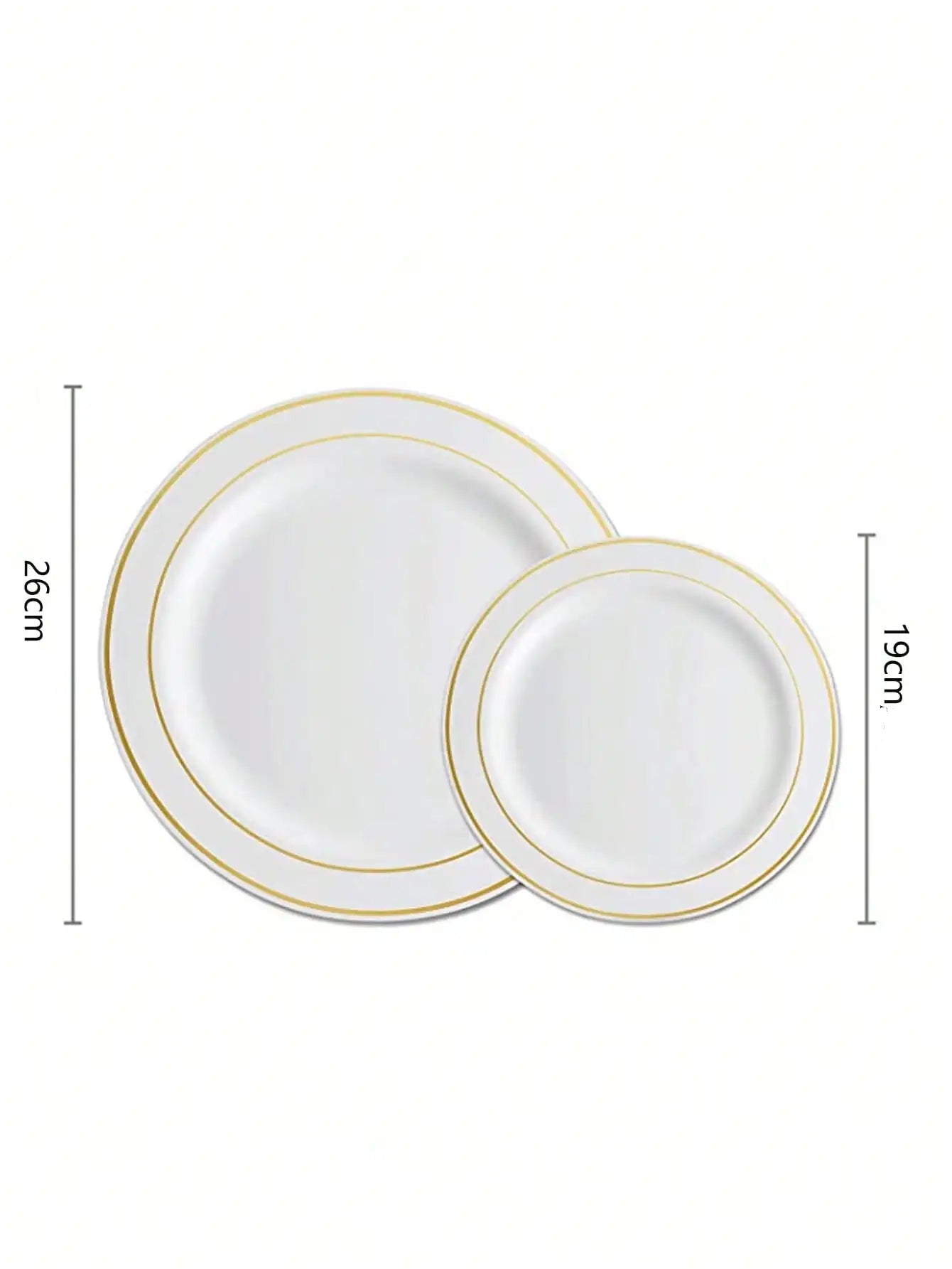 Assiette Jetable Blanche et Dorée Elégant