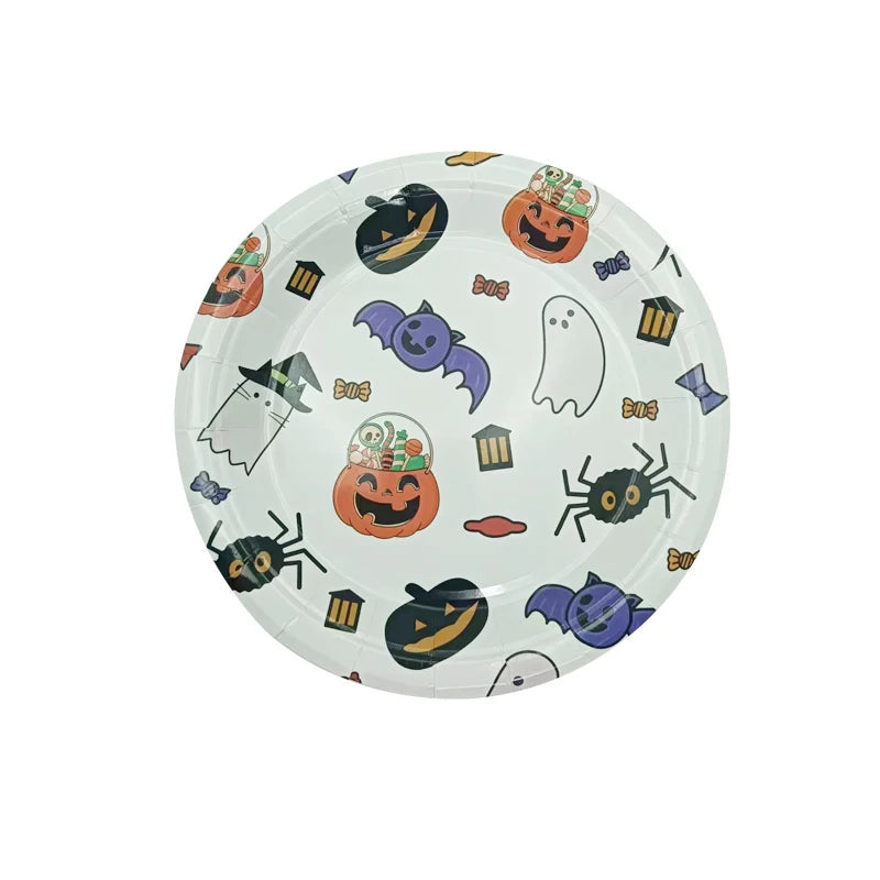 Assiette Jetable à Motifs Halloween Ludiques Chic