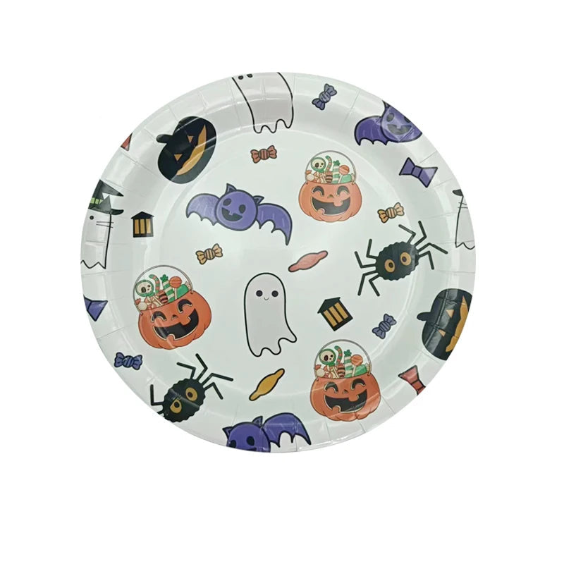 Assiette Jetable à Motifs Halloween Ludiques Durable