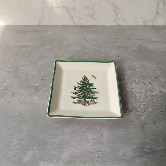 Assiette Noël Carrée Sapin Design