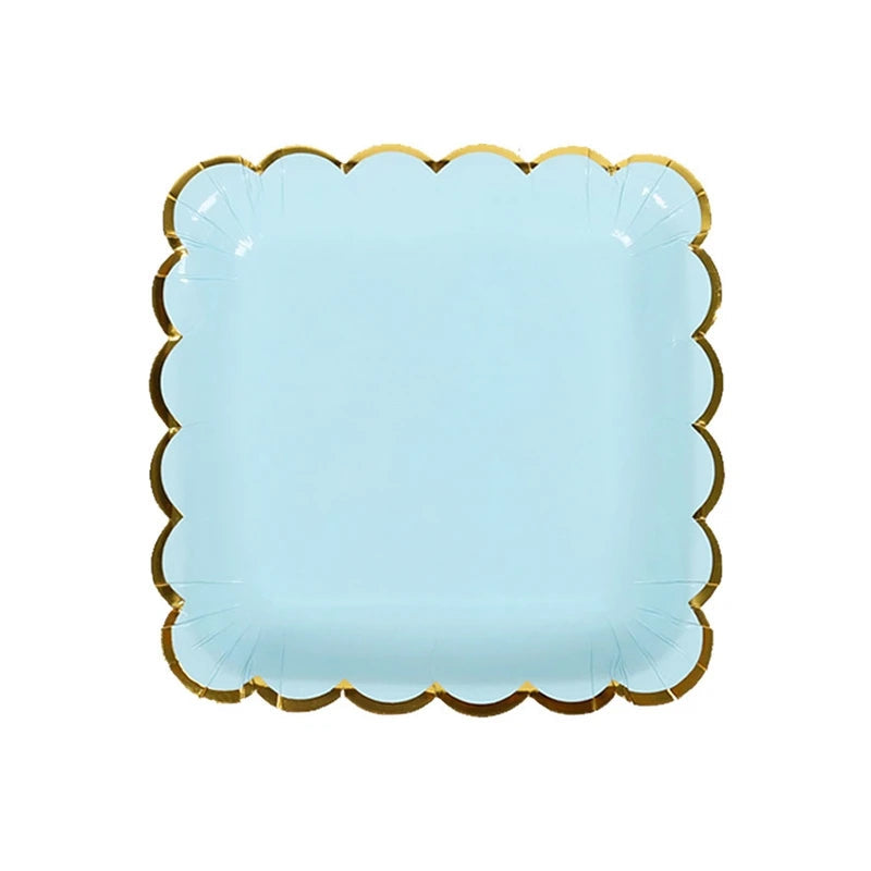 Assiette carrée Jetable Bleu