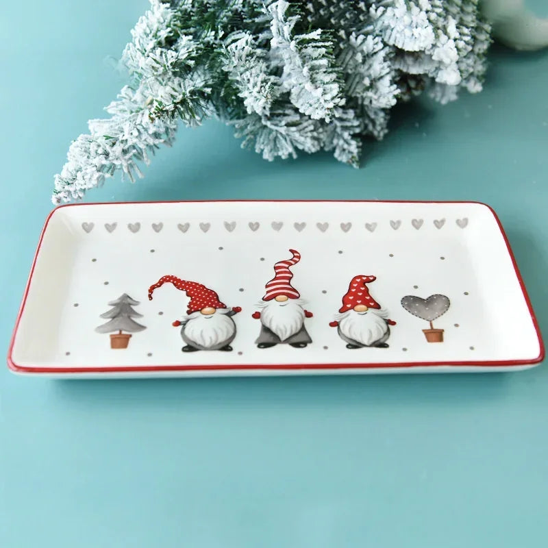 Assiette de Noël Blanche Rectangulaire stylé
