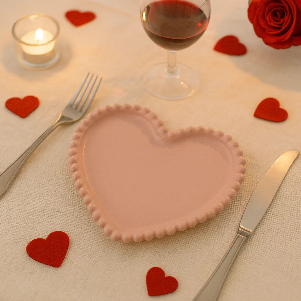 Assiette en Forme de Cœurs Rose Design