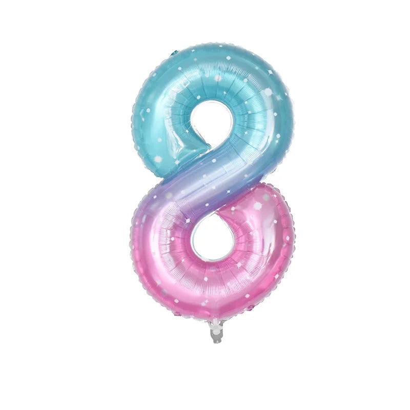 Ballon Chiffre Dégradé Rose et Bleu 8