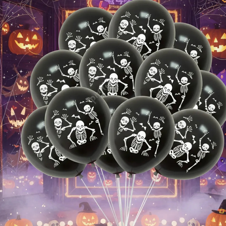Ballon Halloween Noir Squelette