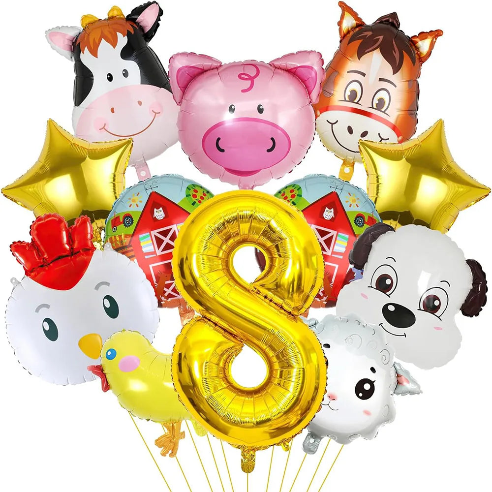 Ballons Chiffre Thème Ferme 8