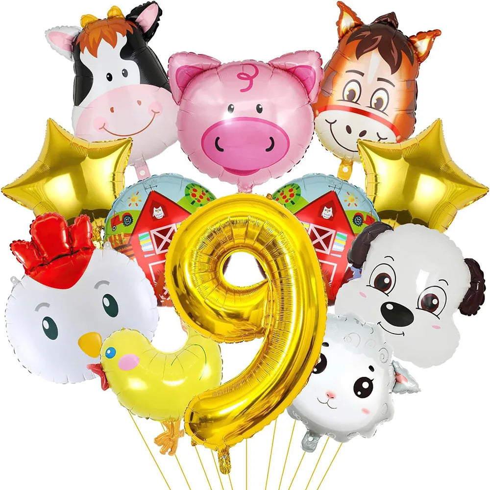 Ballons Chiffre Thème Ferme Grand