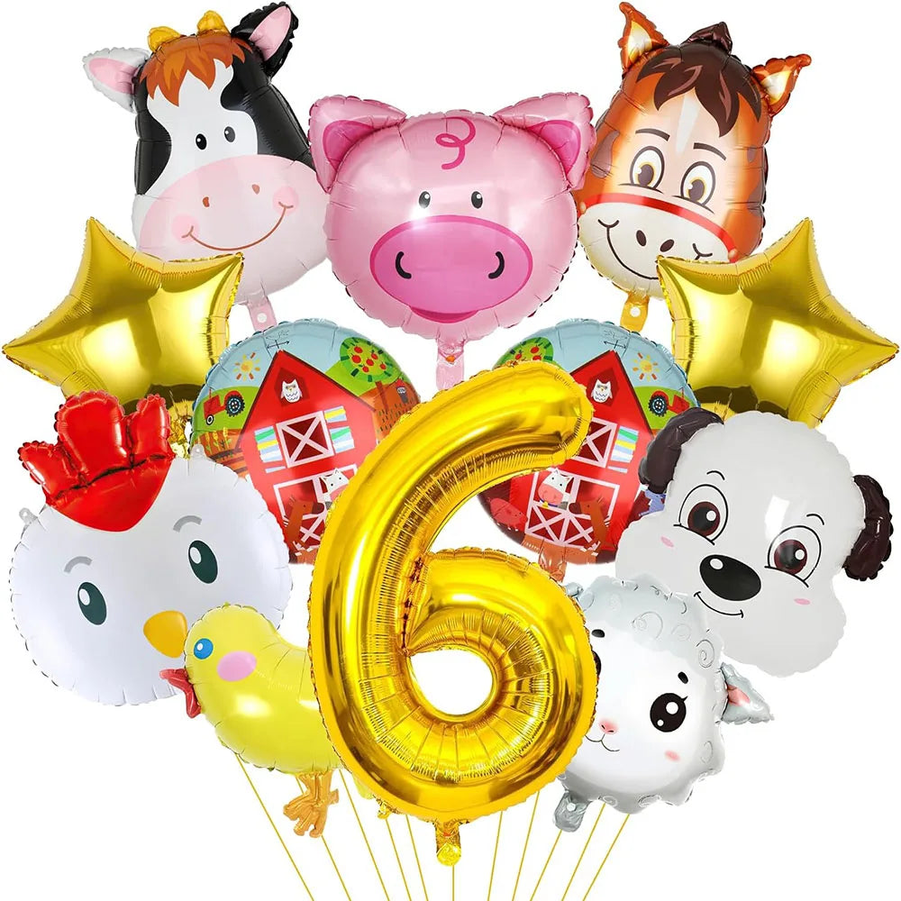 Ballons Chiffre Thème Ferme Mignon
