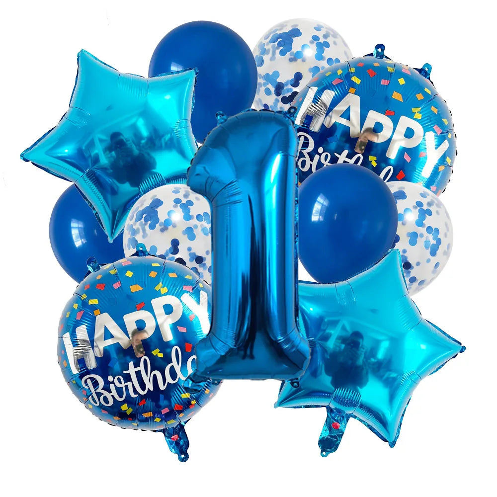 Ballons Happy Birthday Chiffres Bleus 1