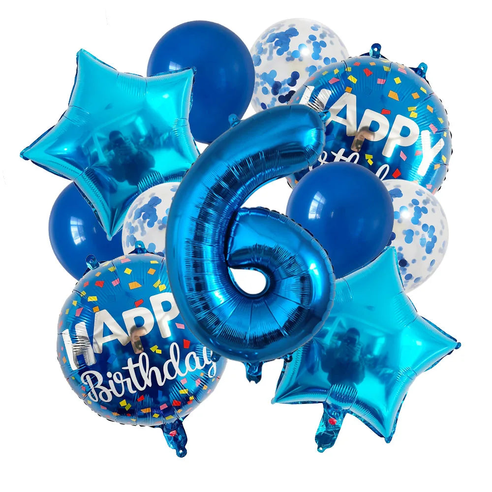 Ballons Happy Birthday Chiffres Bleus 6