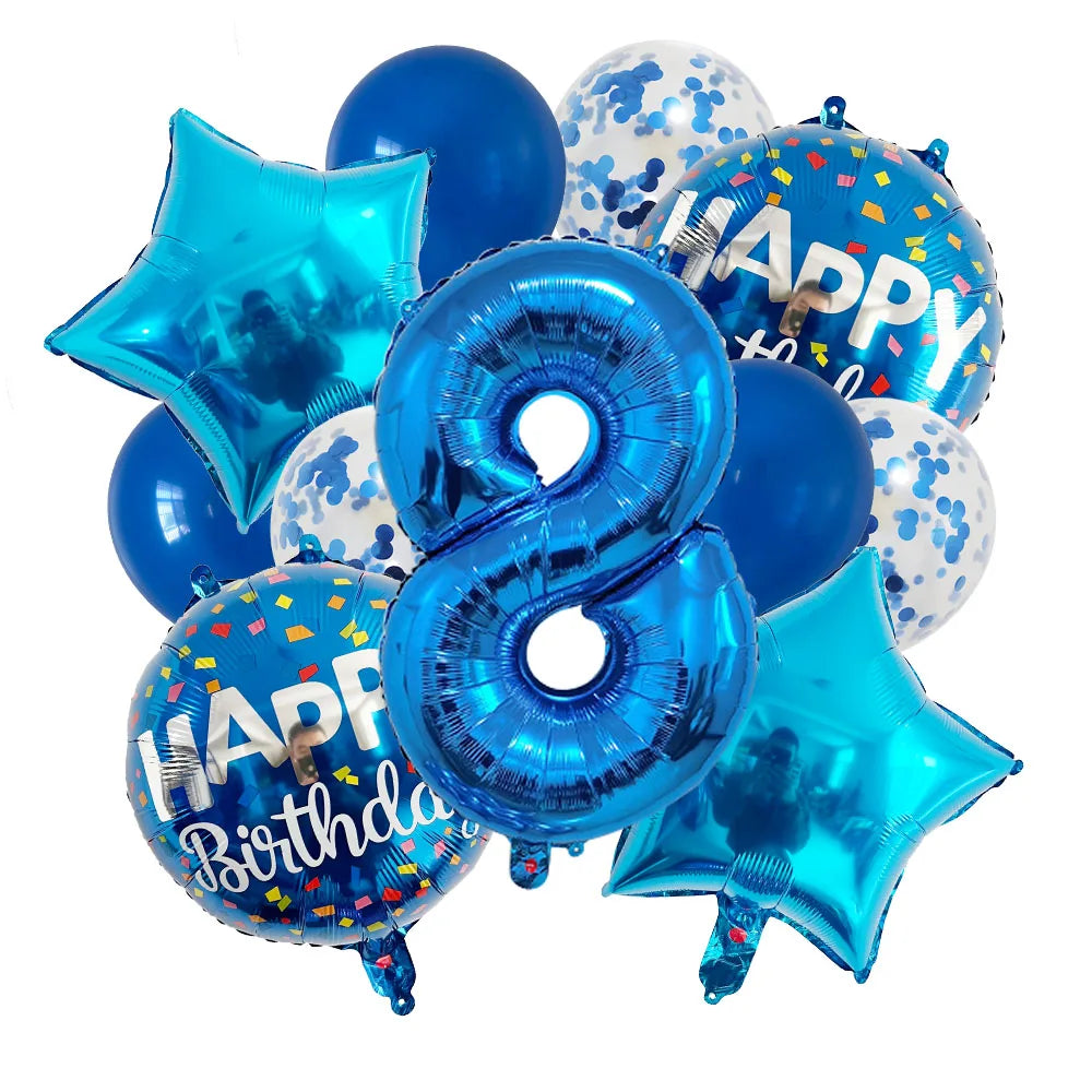Ballons Happy Birthday Chiffres Bleus Original