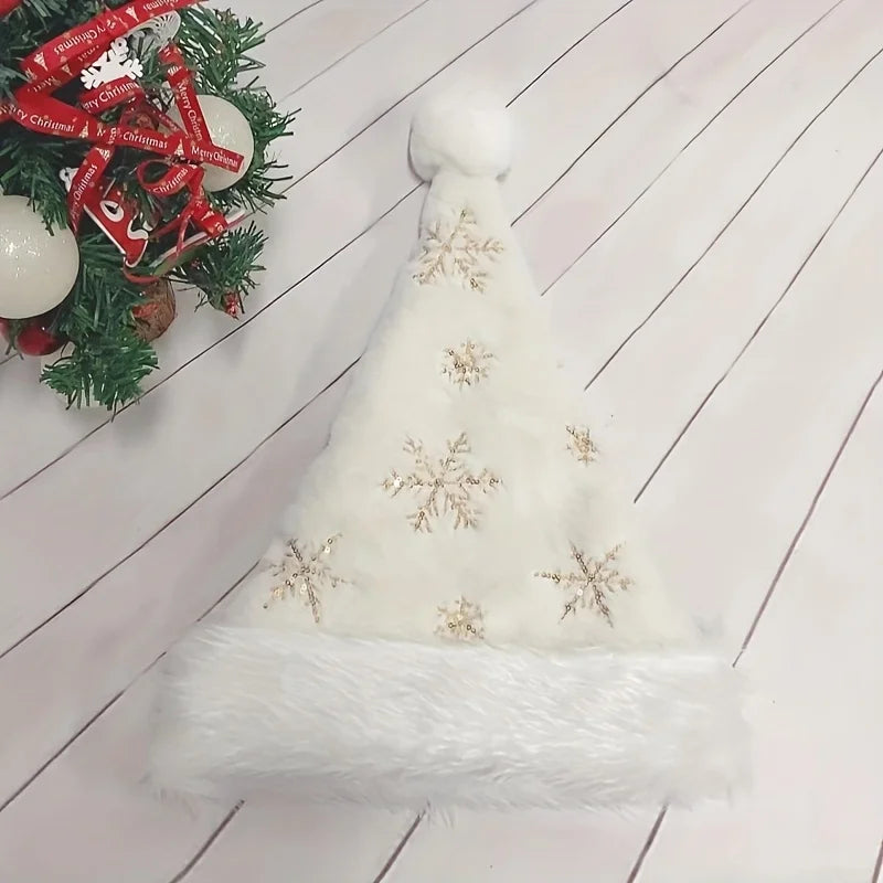 Bonnet de Noël Blanc à Flocons