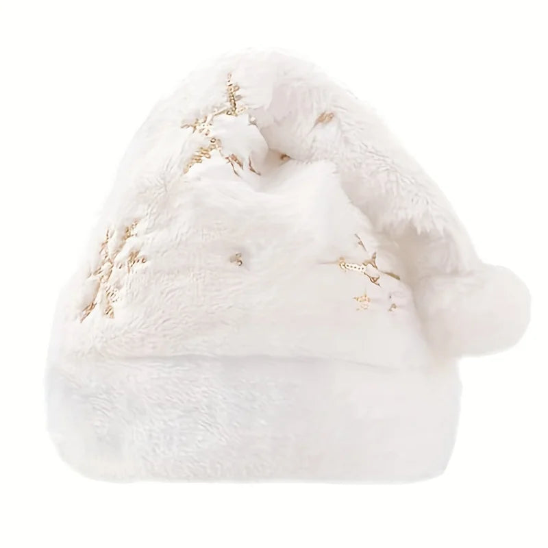 Bonnet de Noël Blanc à Flocons Mignon