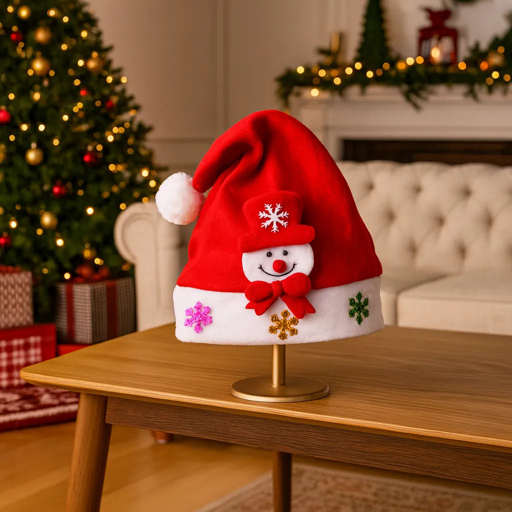 Bonnet de Noël Motif Bonhomme de Neige
