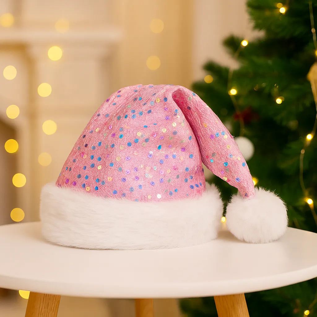 Bonnet de Noël Rose à Strass