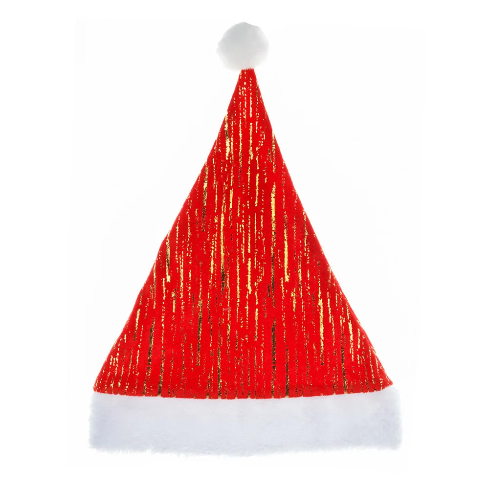 Bonnet de Noël Rouge à Motifs Dorés Couleur