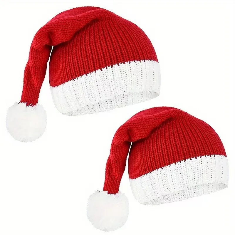 Bonnet de Noël Rouge Tricoté Classique tendance