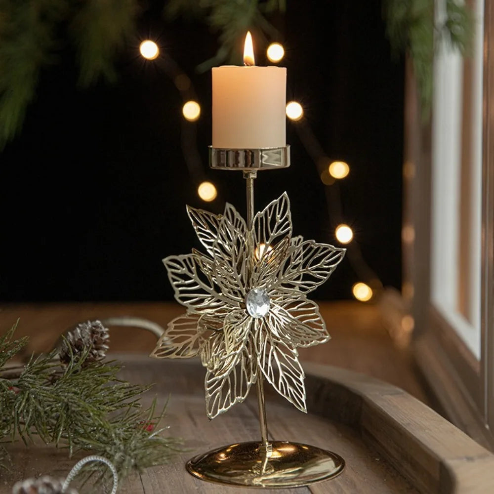 Bougeoir en Métal Fleur de Noël