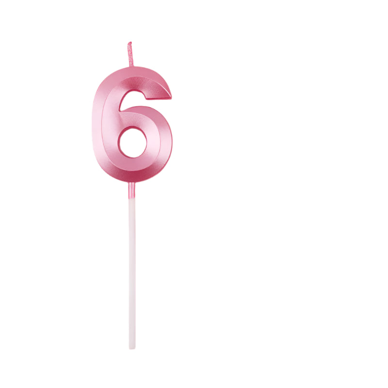 Bougie Anniversaire 3D Rose Chiffre 6