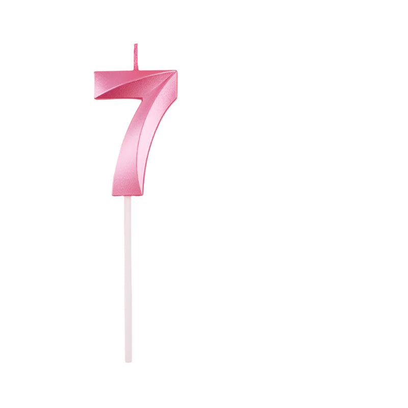 Bougie Anniversaire 3D Rose Chiffre 7