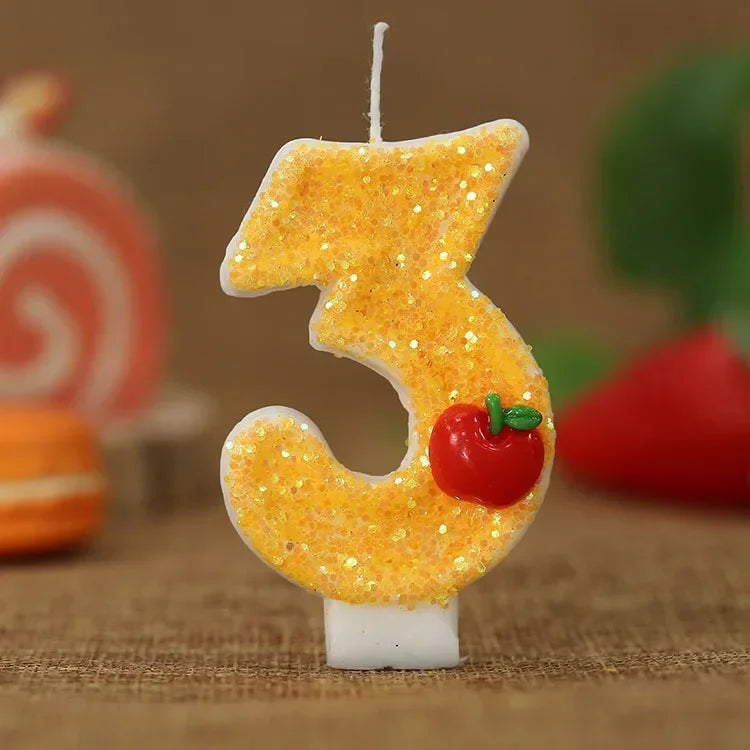 Bougie Anniversaire Chiffre 3 Pomme Rouge