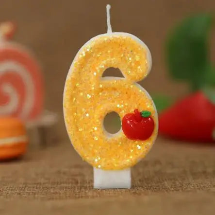 Bougie Anniversaire Chiffre  6 Pomme Rouge