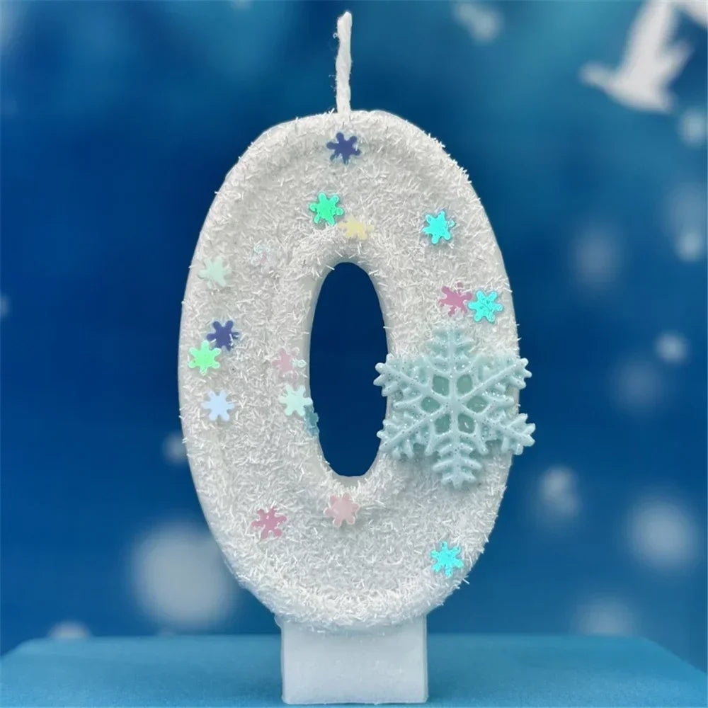 Bougie Anniversaire Chiffre Flocon De Neige 0