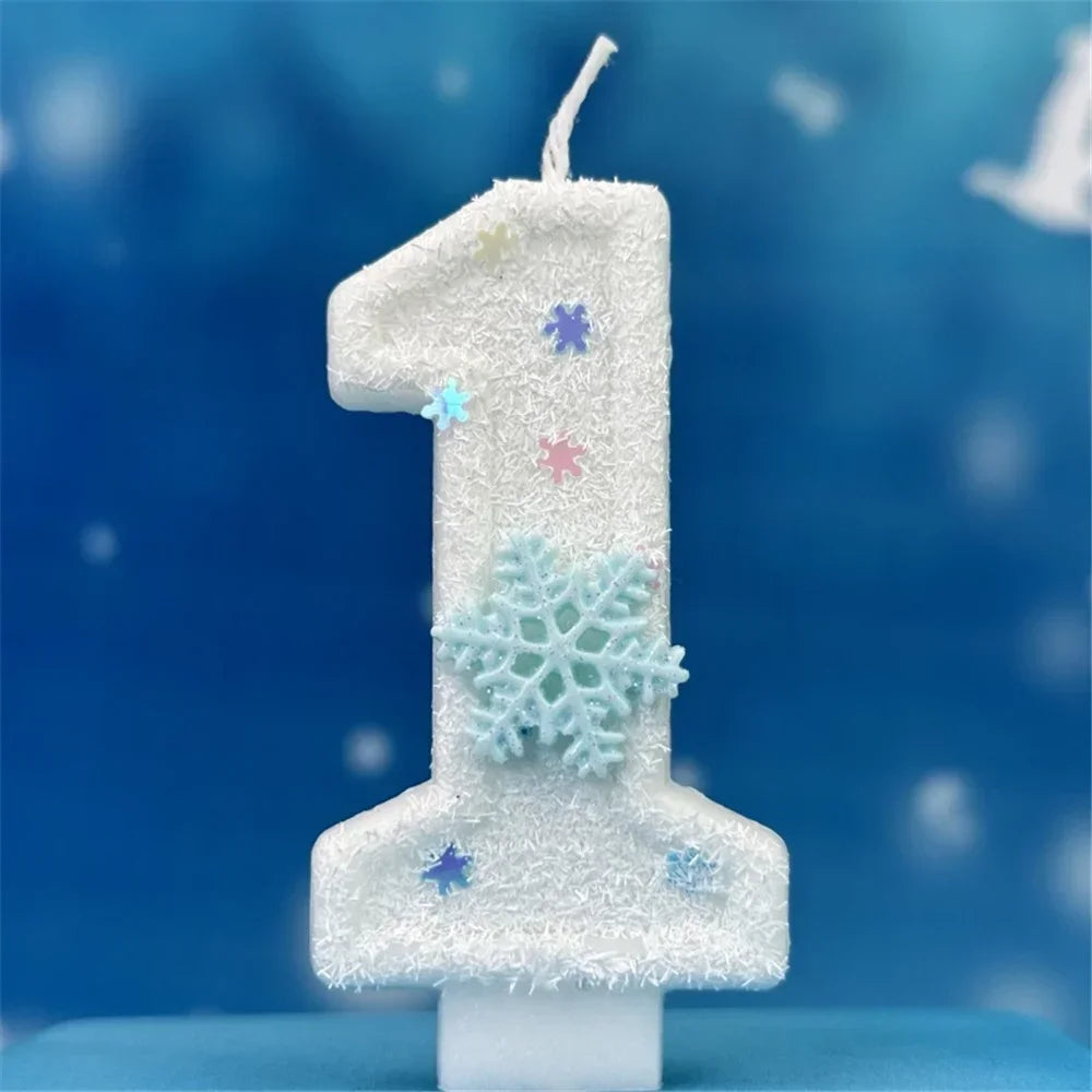 Bougie Anniversaire Chiffre Flocon De Neige 1