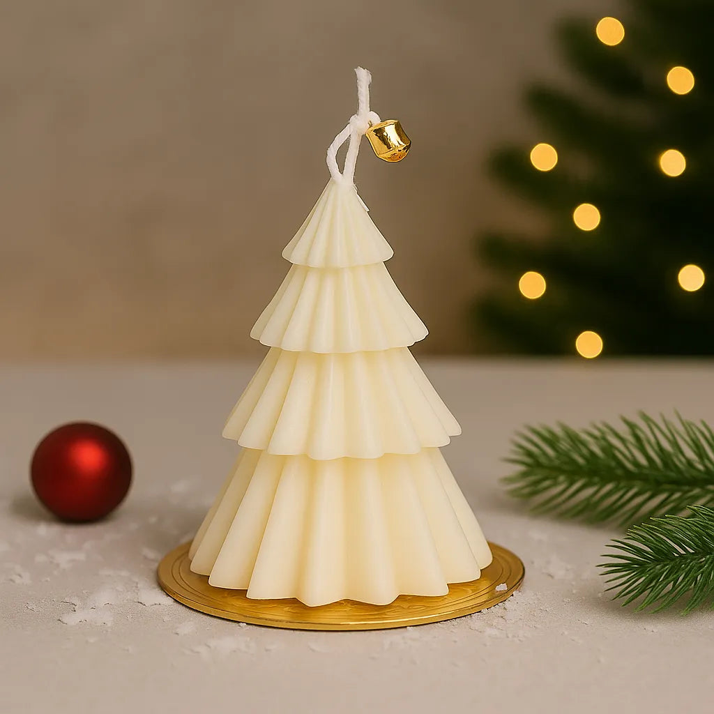 Bougie Blanche Sapin Design