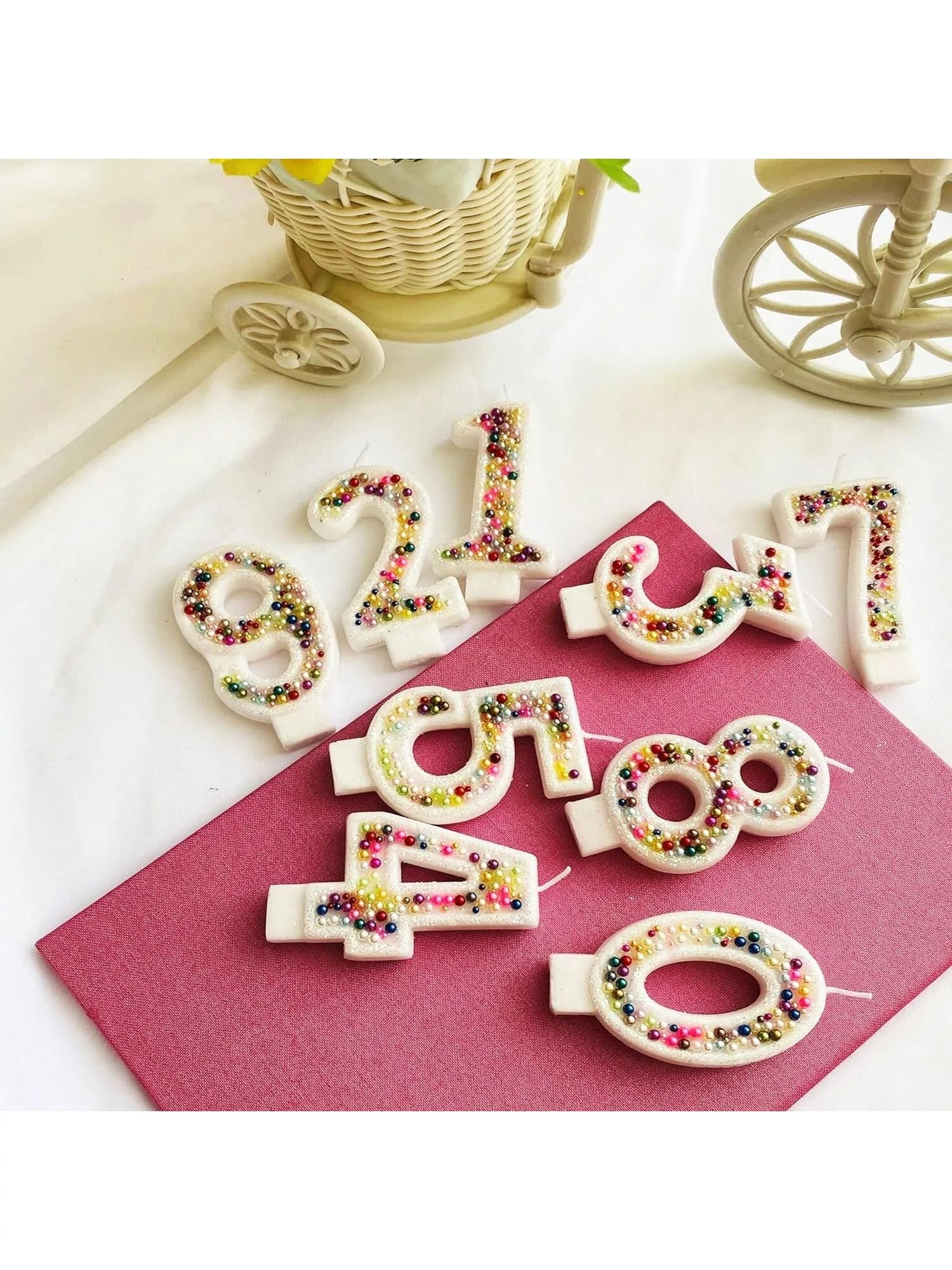 Bougie Chiffre à Perle Colorées 1