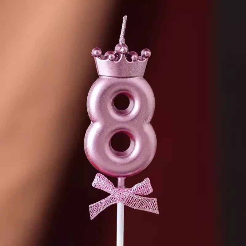 Bougie Chiffre Rose Gold Couronne 8