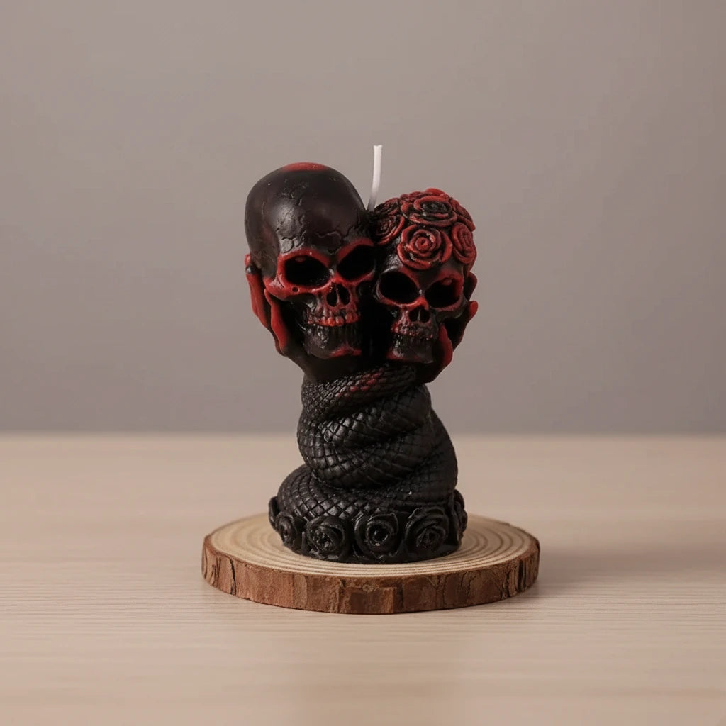 Bougie Halloween Double Crânes