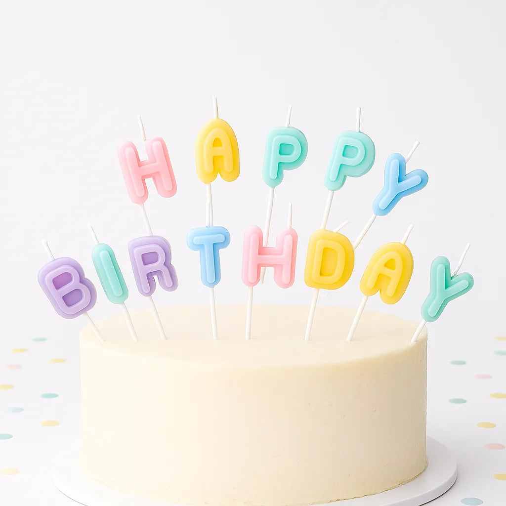 Bougies HAPPY BIRTHDAY Multicolores
