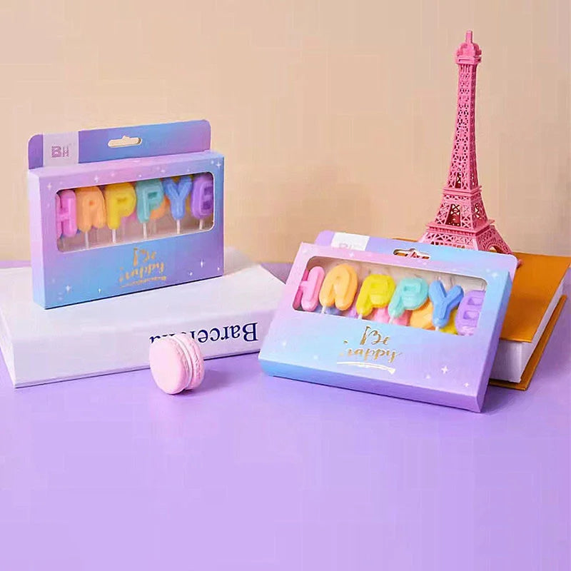 Bougies HAPPY BIRTHDAY Multicolores Compactes