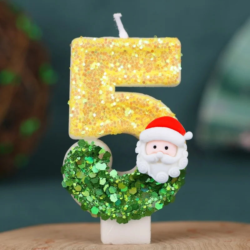 Bougies Numériques Motif Noël chiffre 5