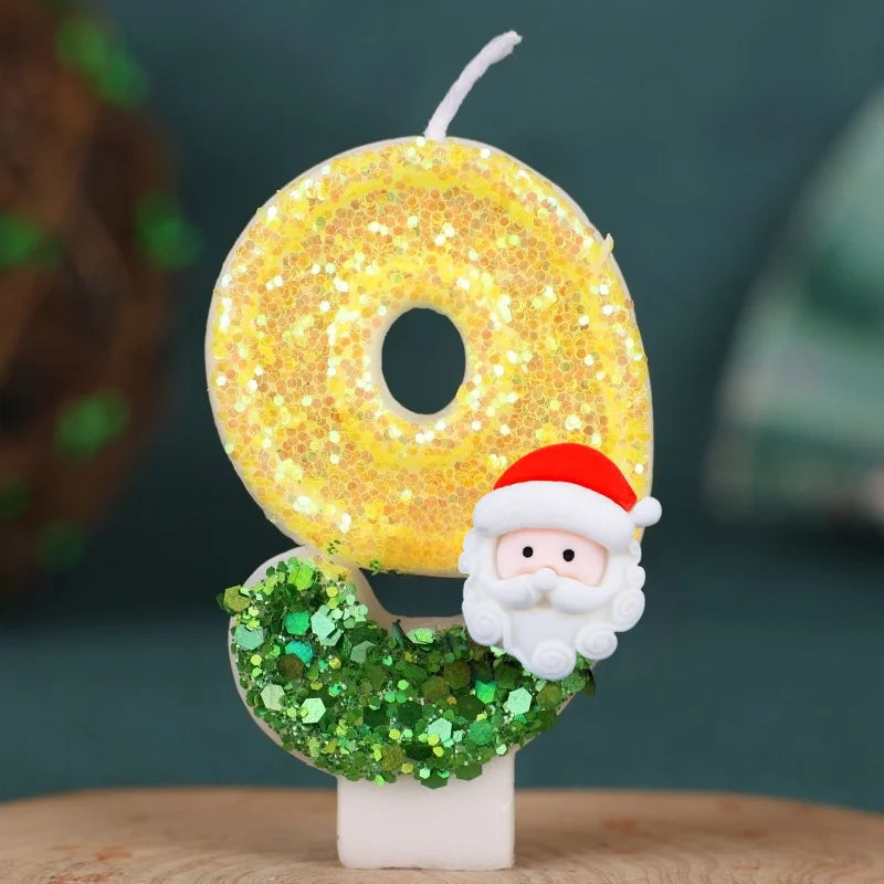 Bougies Numériques Motif Noël chiffre 9