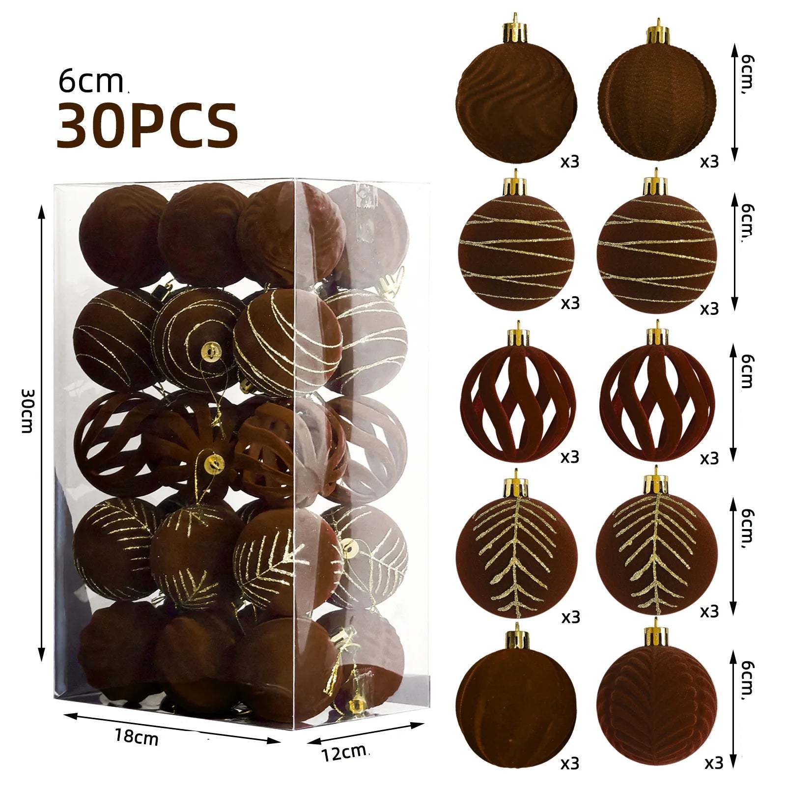 Boules Elégantes Marron Doré