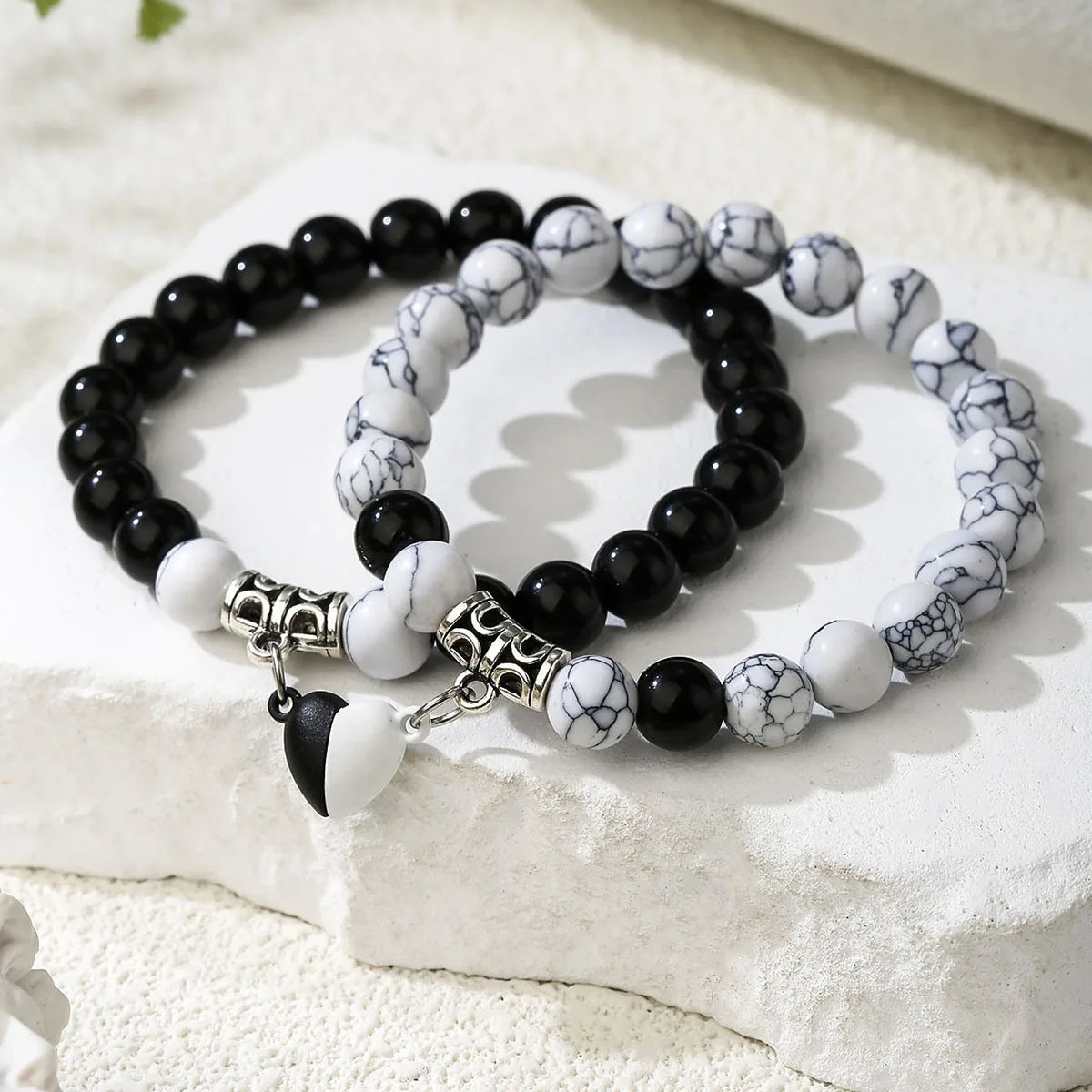Bracelets Perles Couple Cœur Aimant