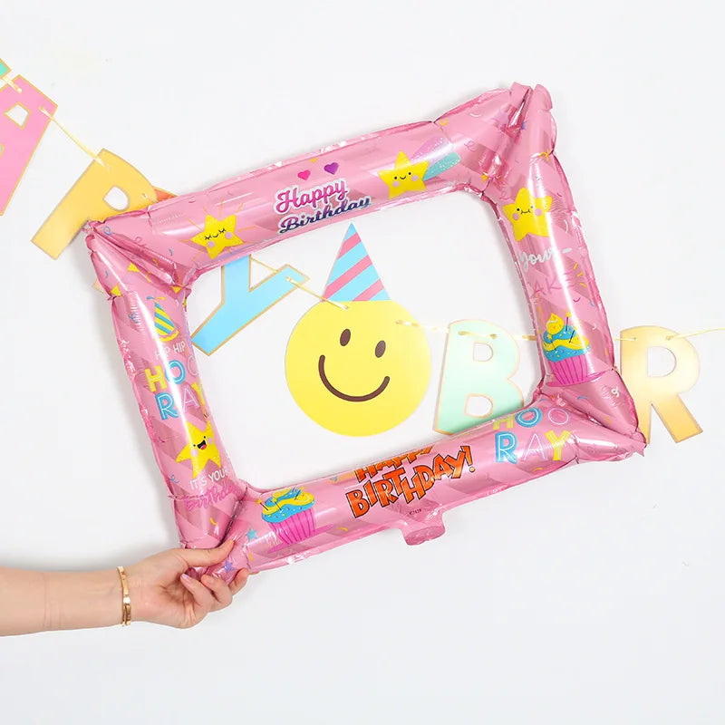 Cadre Photo Gonflable Happy Birthday Rose Kawai