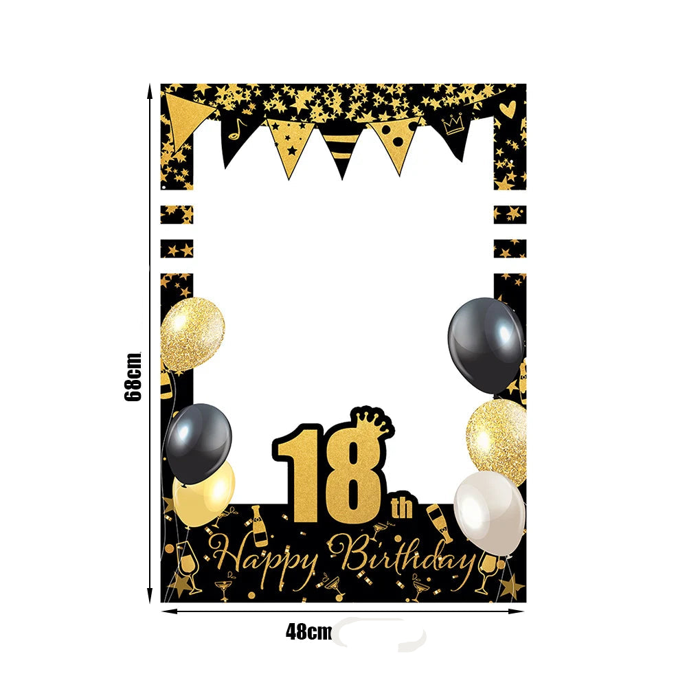 Cadre Photobooth Happy Birthday Noir et Or 18 Unique