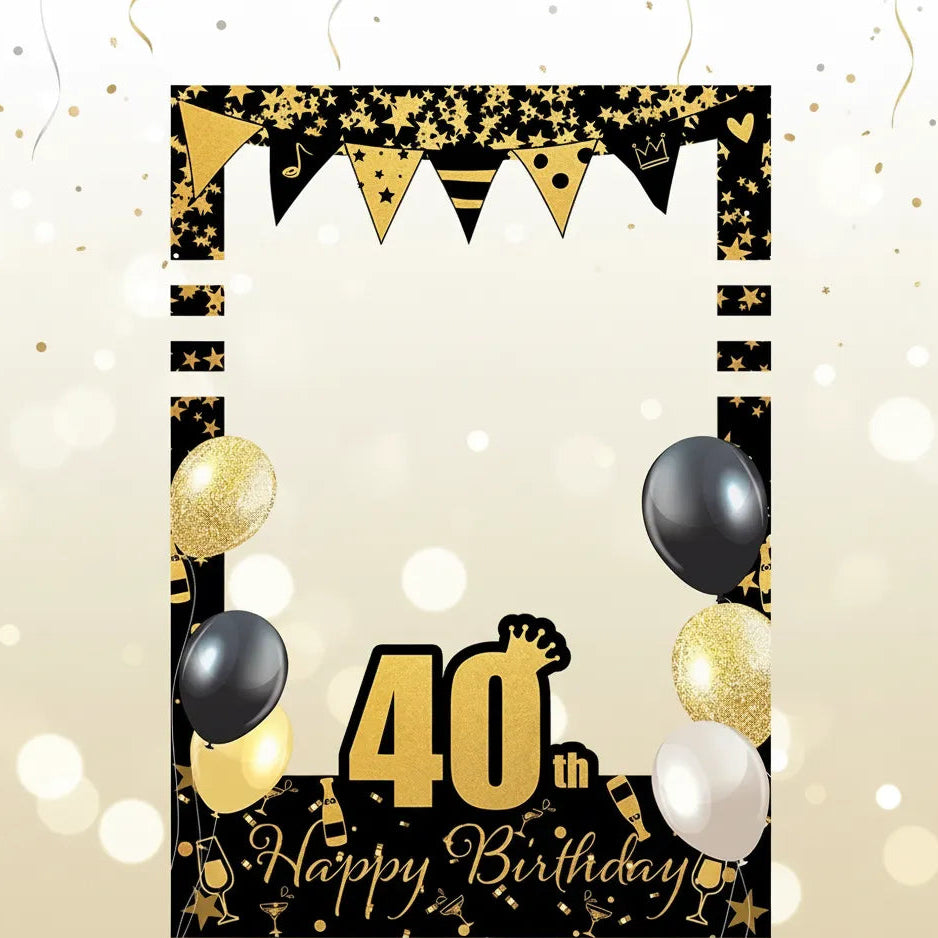 Cadre Photobooth Happy Birthday Noir et Or 40