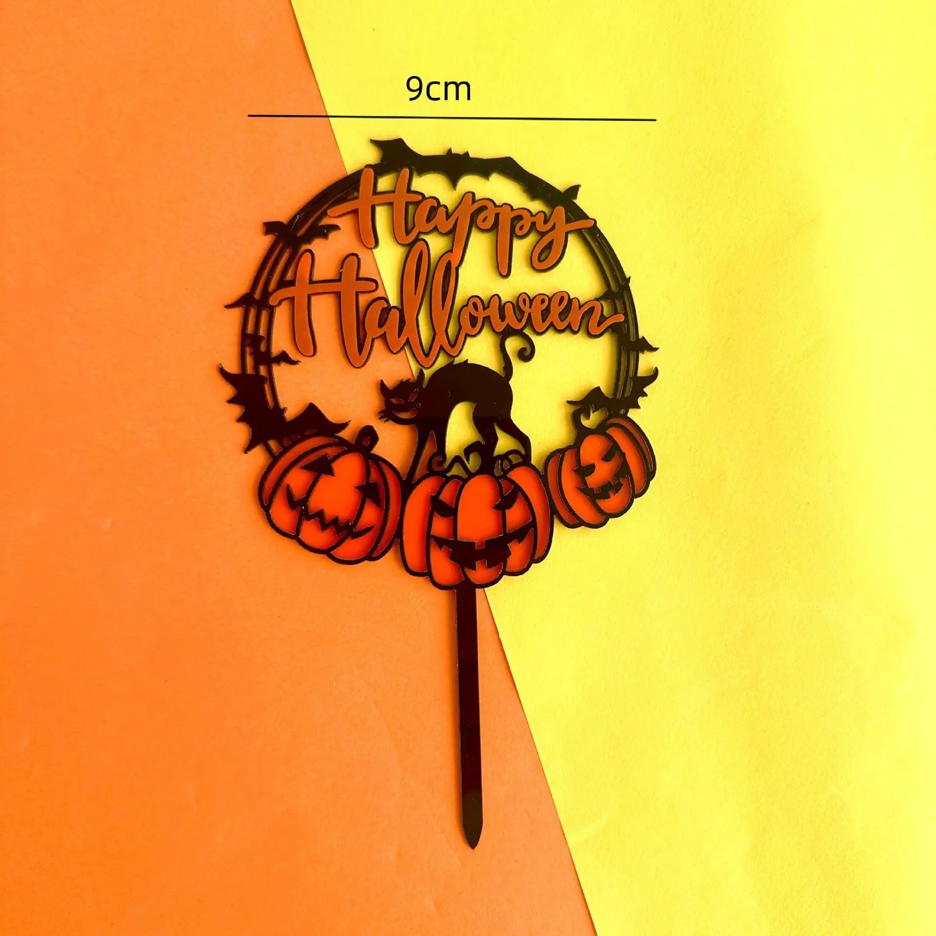 Cake Topper Happy Halloween en Acrylique festif